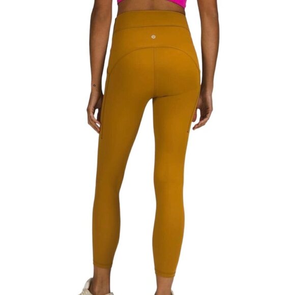 Lululemon 2021 Power Thru High Rise Leggings Gold Spice - Picture 5 of 12